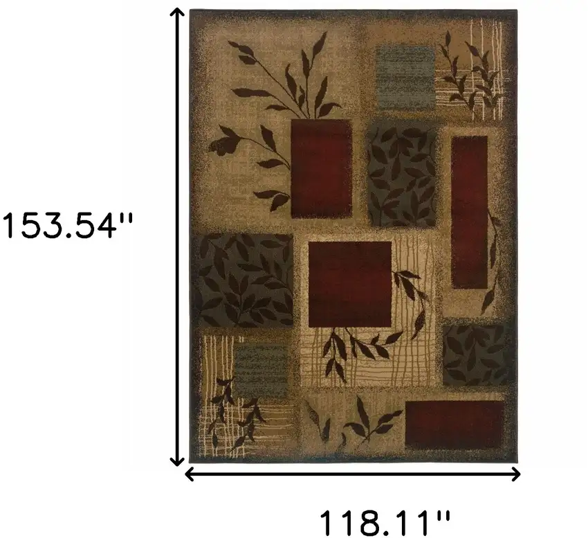 Beige and Red Floral Area Rug Photo 5