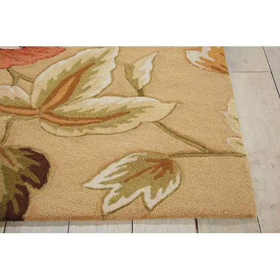 Beige and Red Floral Area Rug Photo 9