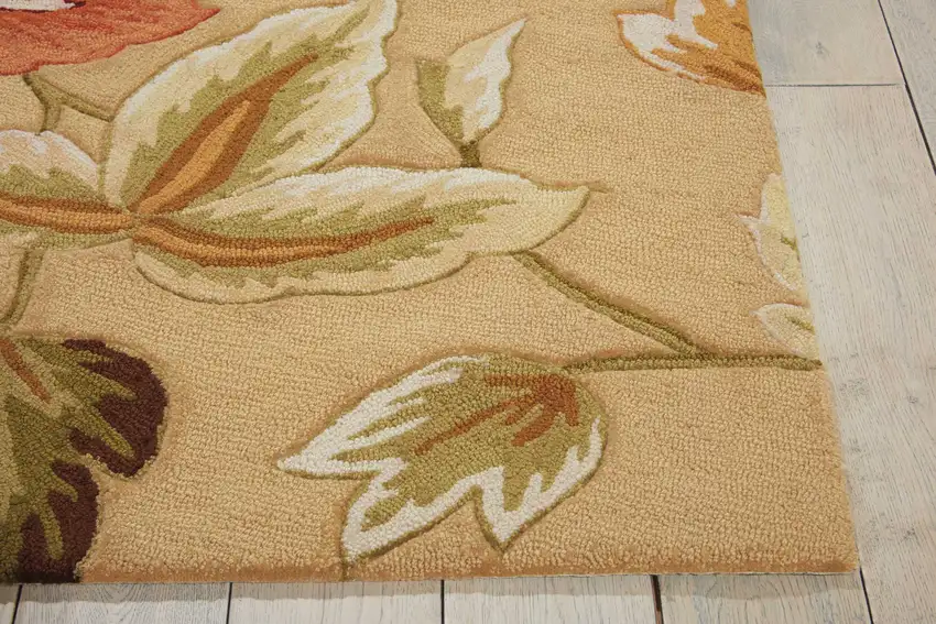 Beige and Red Floral Area Rug Photo 9