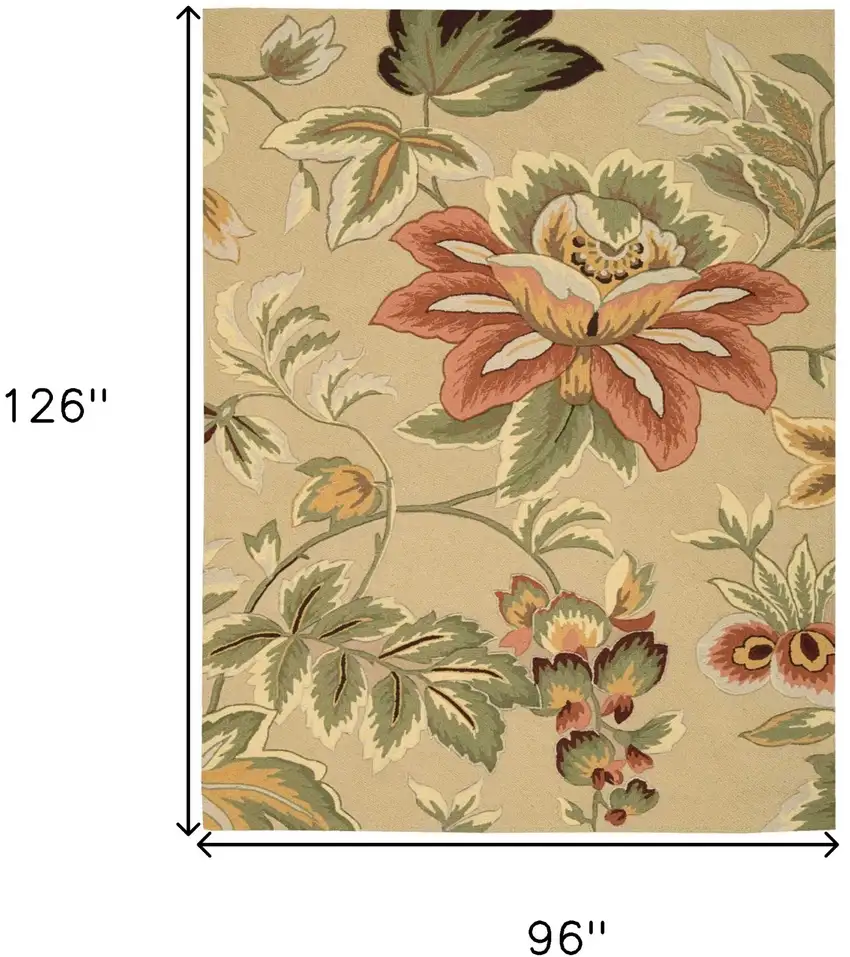 Beige and Red Floral Area Rug Photo 3