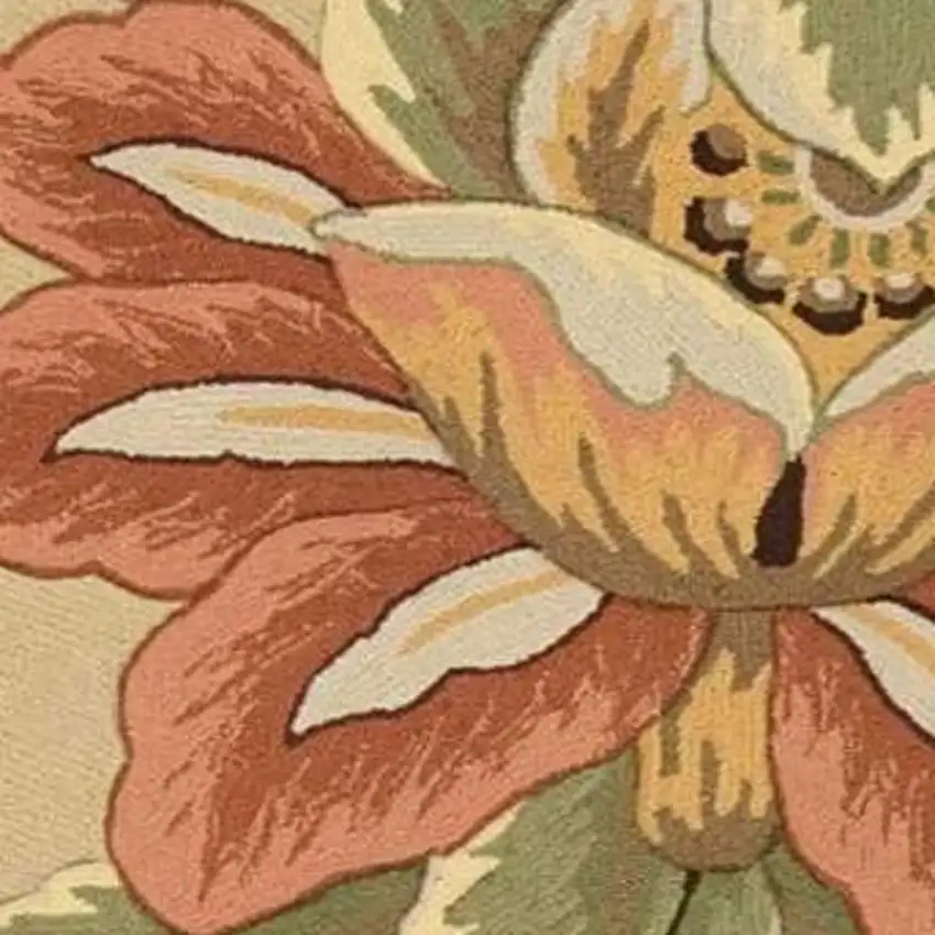 Beige and Red Floral Area Rug Photo 4