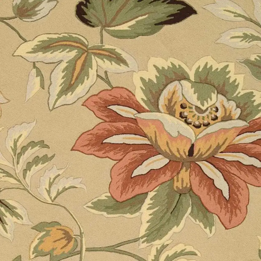 Beige and Red Floral Area Rug Photo 6