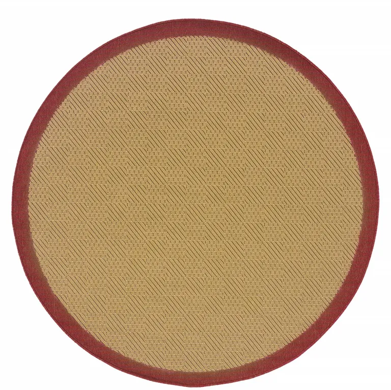 Beige and Red Plain Indoor Outdoor Area Rug Photo 1
