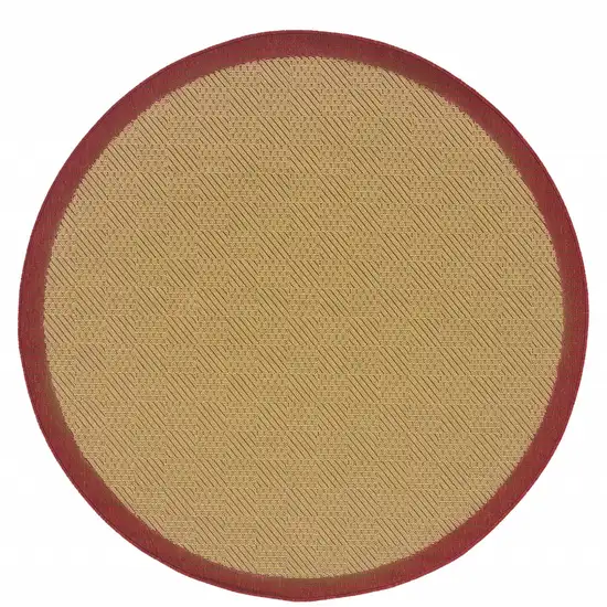 Beige and Red Plain Indoor Outdoor Area Rug Photo 1