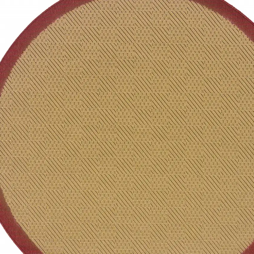 Beige and Red Plain Indoor Outdoor Area Rug Photo 5