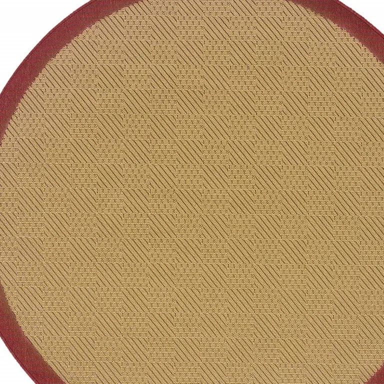 Beige and Red Plain Indoor Outdoor Area Rug Photo 4