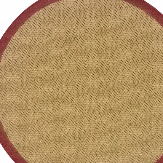 Beige and Red Plain Indoor Outdoor Area Rug Photo 5
