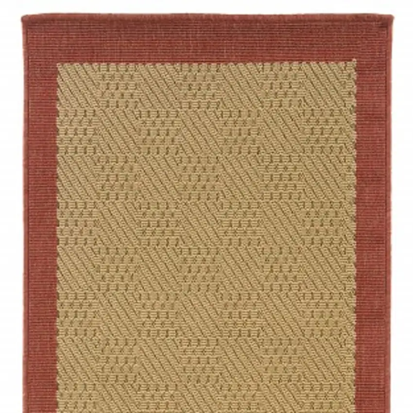Beige and Red Plain Indoor Outdoor Runner Rug Photo 4