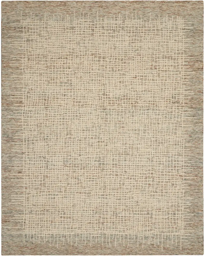 Beige and Tan Wool Abstract Area Rug Photo 2