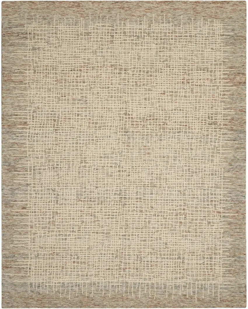 Beige and Tan Wool Abstract Area Rug Photo 1