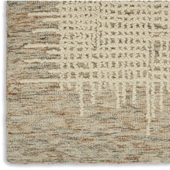 Beige and Tan Wool Abstract Area Rug Photo 8