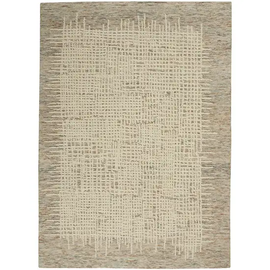 Beige and Tan Wool Abstract Area Rug Photo 8