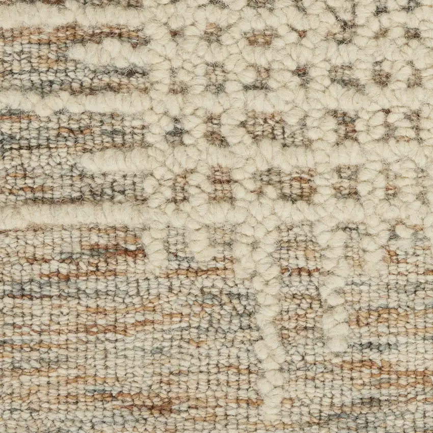 Beige and Tan Wool Abstract Area Rug Photo 8
