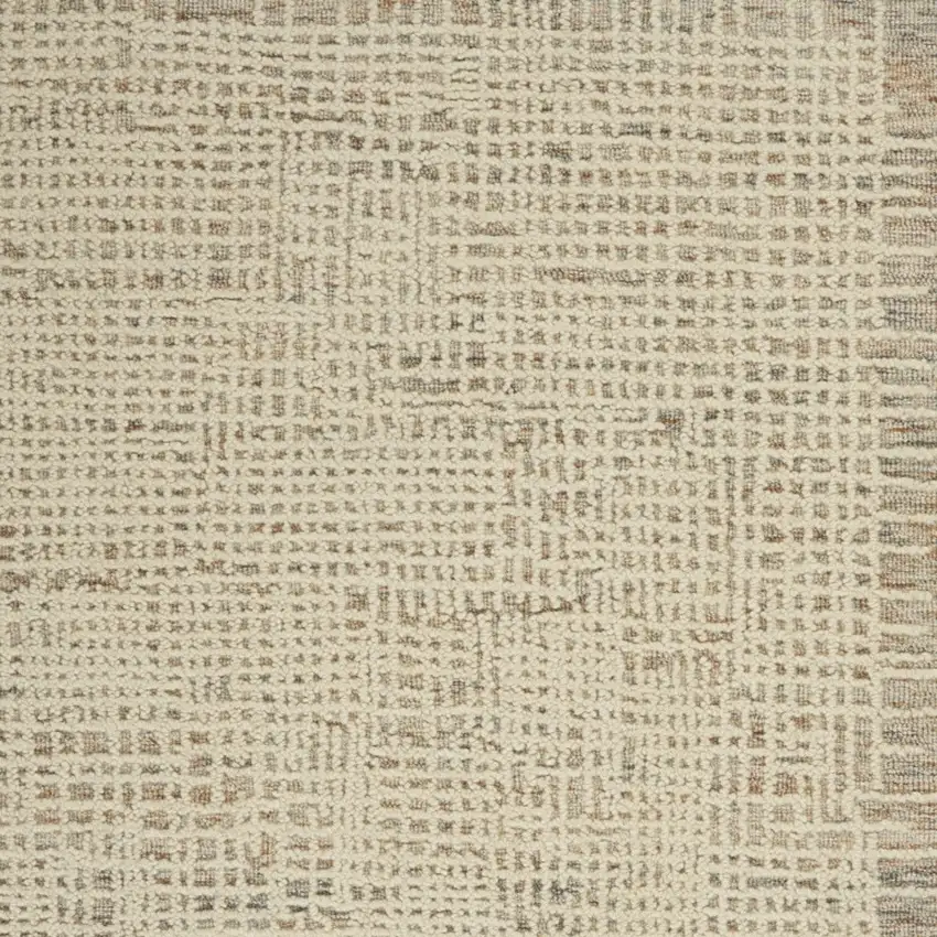 Beige and Tan Wool Abstract Area Rug Photo 5