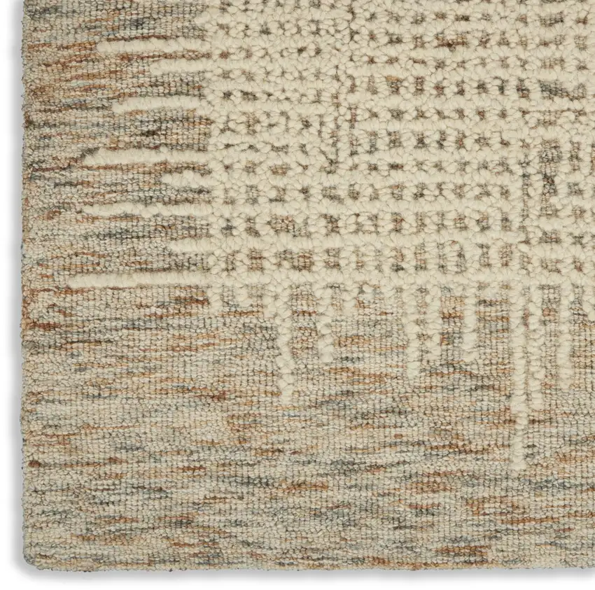 Beige and Tan Wool Abstract Area Rug Photo 6
