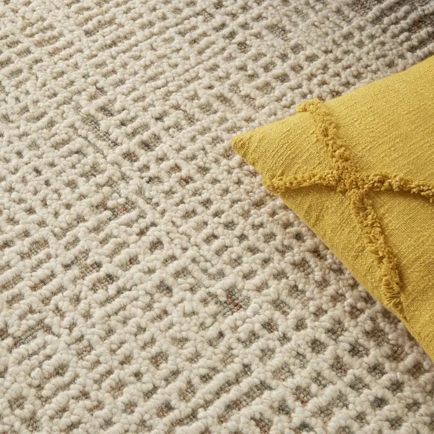 Beige and Tan Wool Abstract Area Rug Photo 7