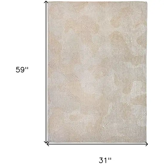 Beige and White Abstract Non Skid Area Rug Photo 3