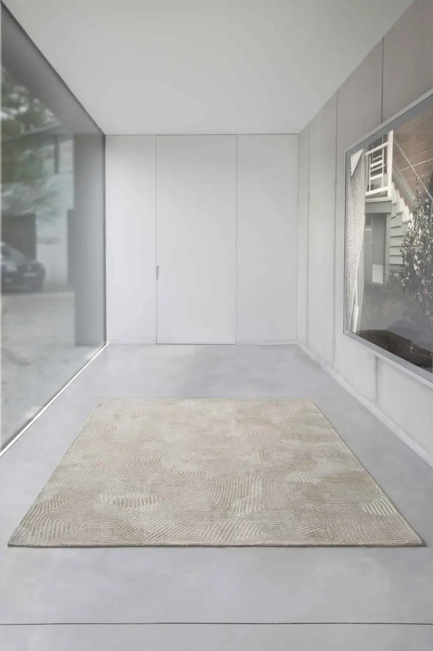 Beige and White Abstract Non Skid Area Rug Photo 7
