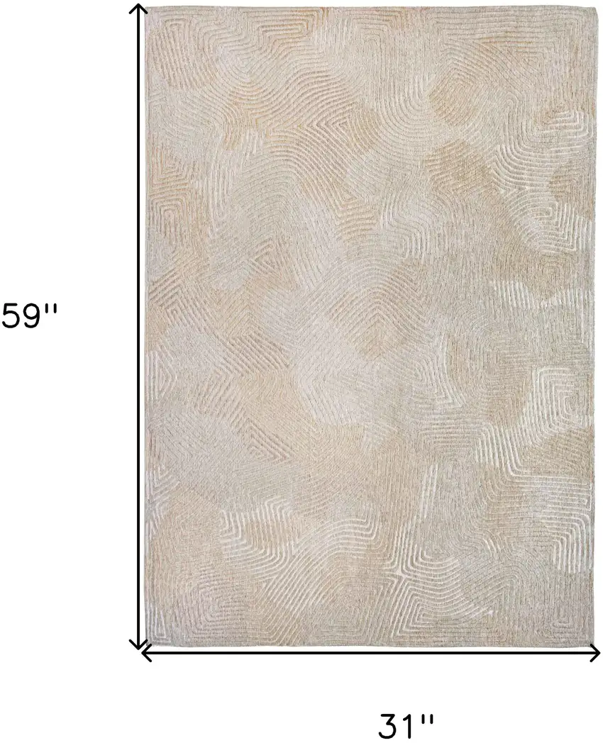 Beige and White Abstract Non Skid Area Rug Photo 3