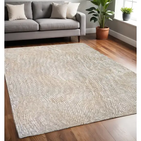 Beige and White Abstract Non Skid Area Rug Photo 1