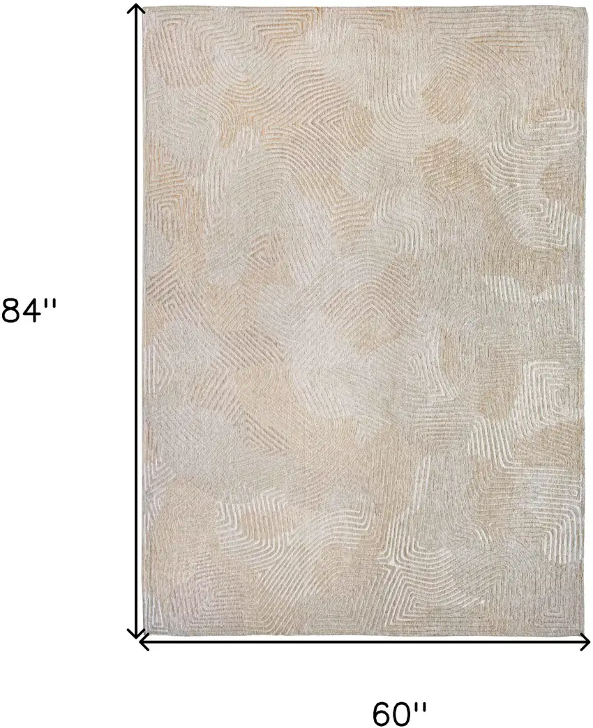 Beige and White Abstract Non Skid Area Rug Photo 3