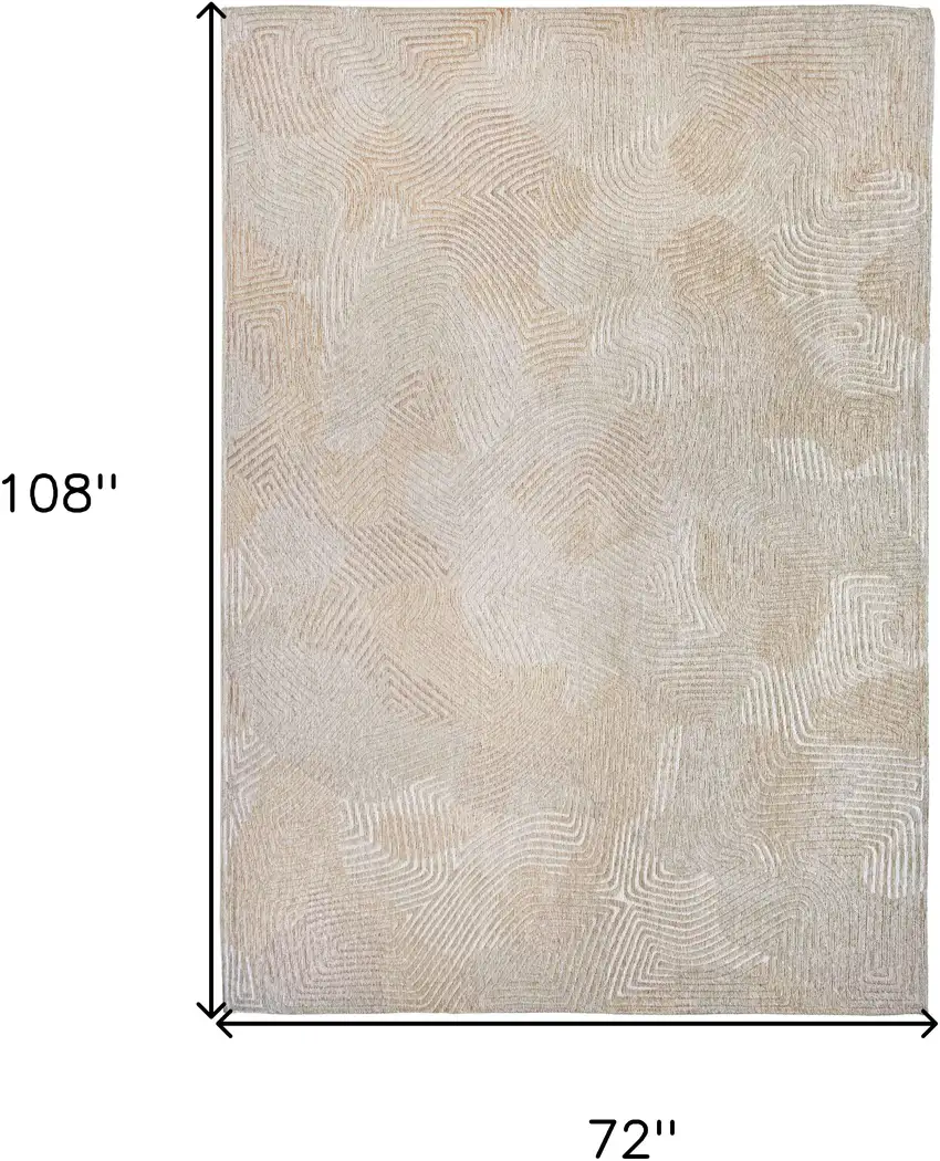 Beige and White Abstract Non Skid Area Rug Photo 3