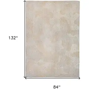 Photo of Beige and White Abstract Non Skid Area Rug