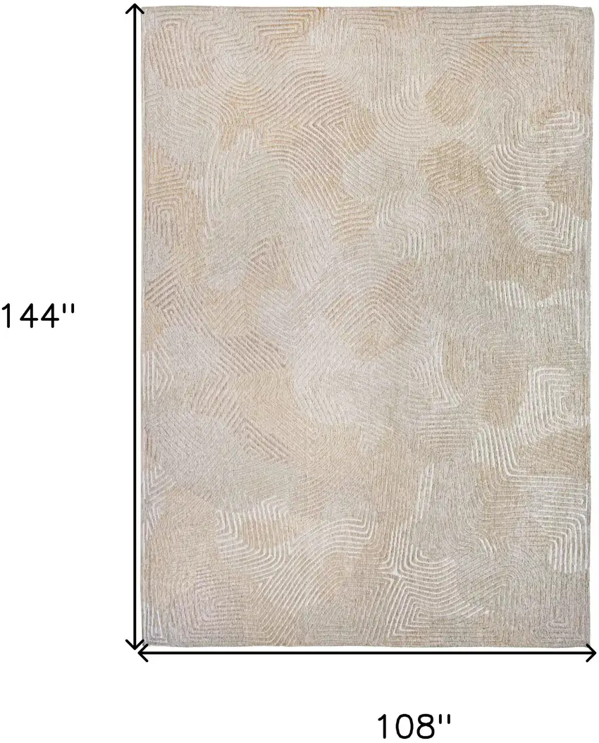 Beige and White Abstract Non Skid Area Rug Photo 3