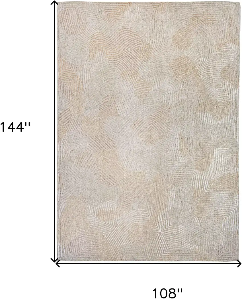 Beige and White Abstract Non Skid Area Rug Photo 3