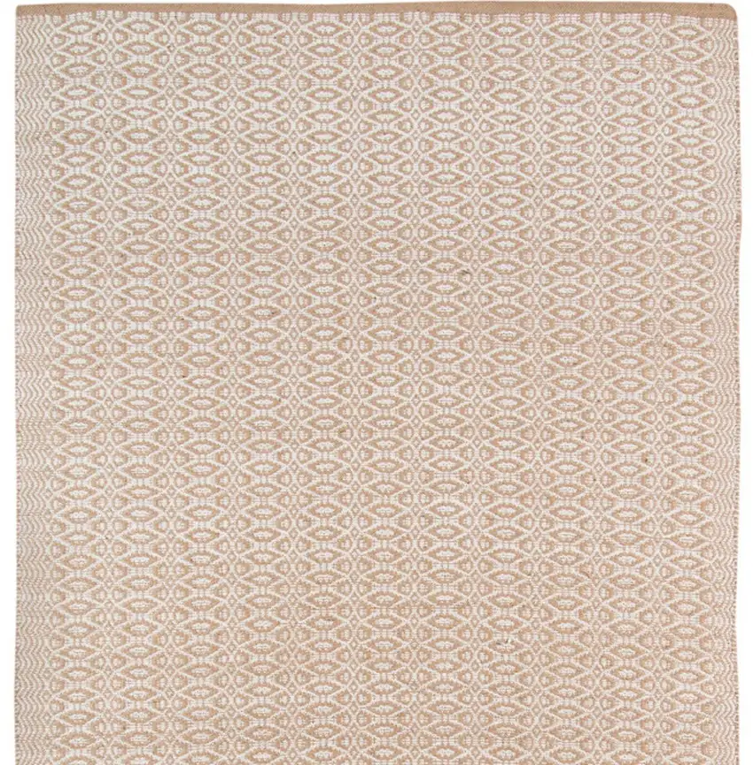 Beige and White Geometric Dhurrie Flatweave Handmade Area Rug Photo 7