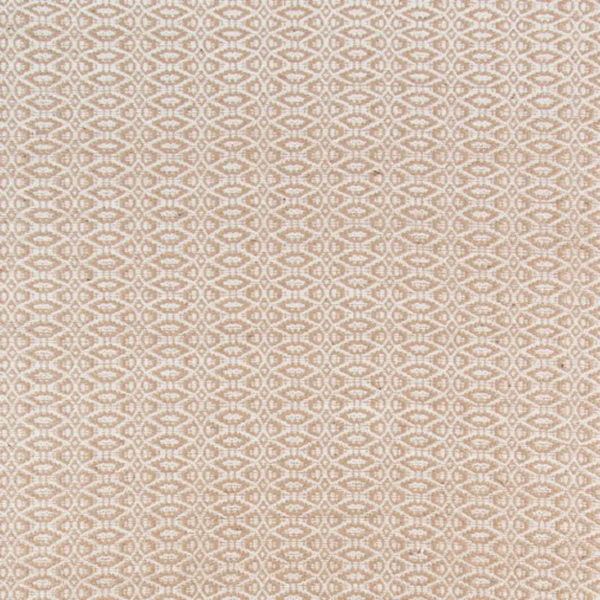Beige and White Geometric Dhurrie Flatweave Handmade Area Rug Photo 6