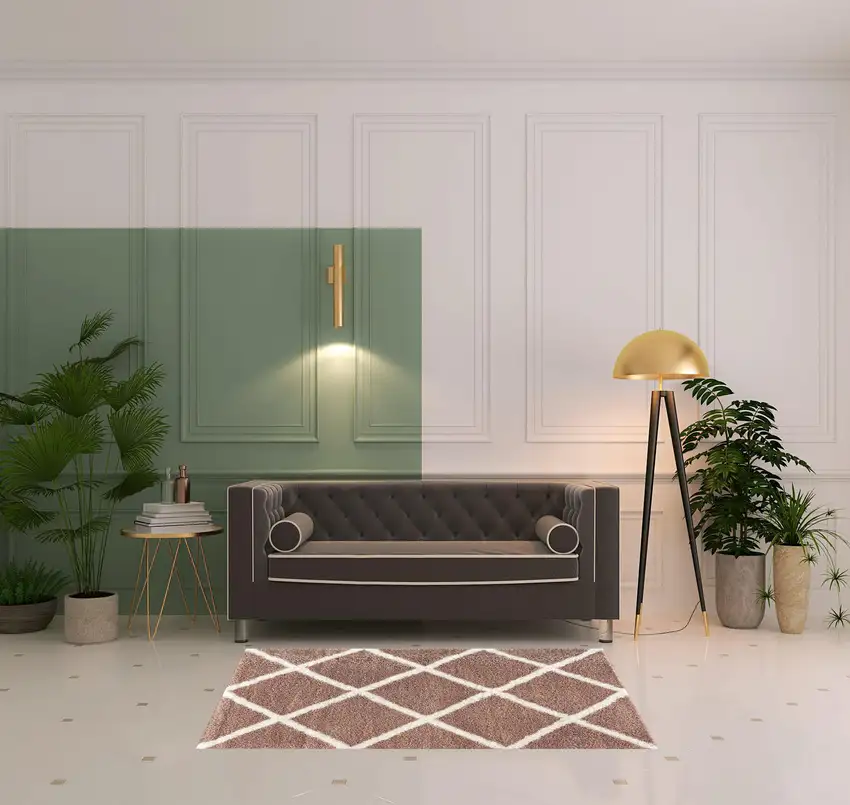Beige and White Modern Lattice Area Rug Photo 8