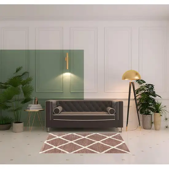 Beige and White Modern Lattice Area Rug Photo 8