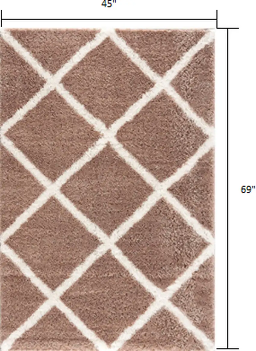 Beige and White Modern Lattice Area Rug Photo 3