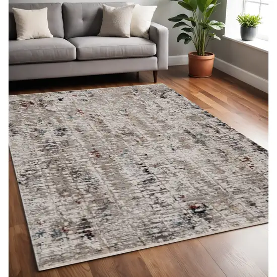 Beige And Gray Abstract Distressed Area Rug Photo 2