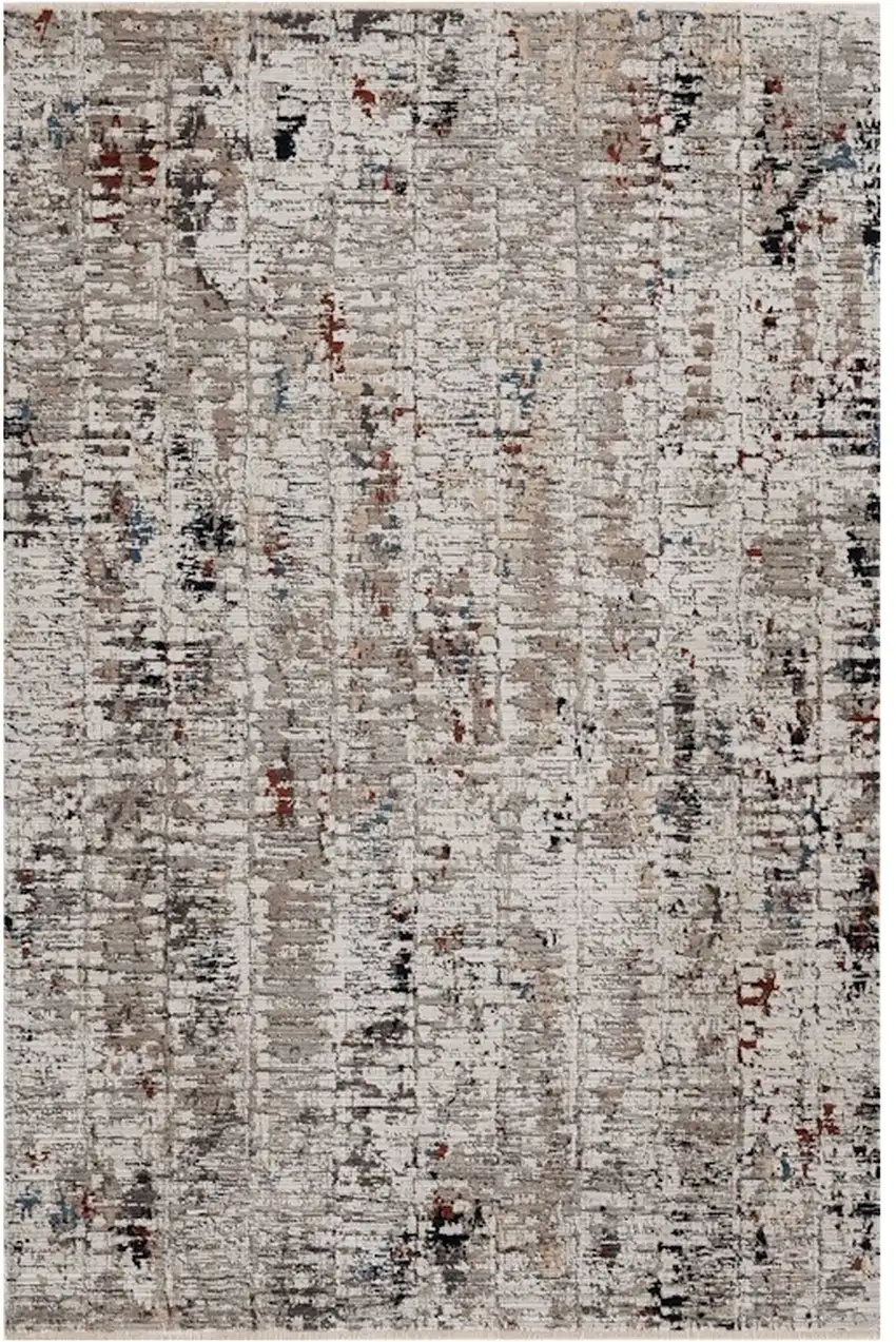 Beige Or Grey Abstract Transitional Indoor Area Rug Photo 2