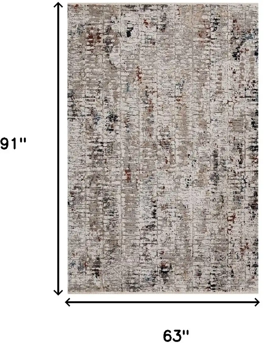 Beige Or Grey Abstract Transitional Indoor Area Rug Photo 3