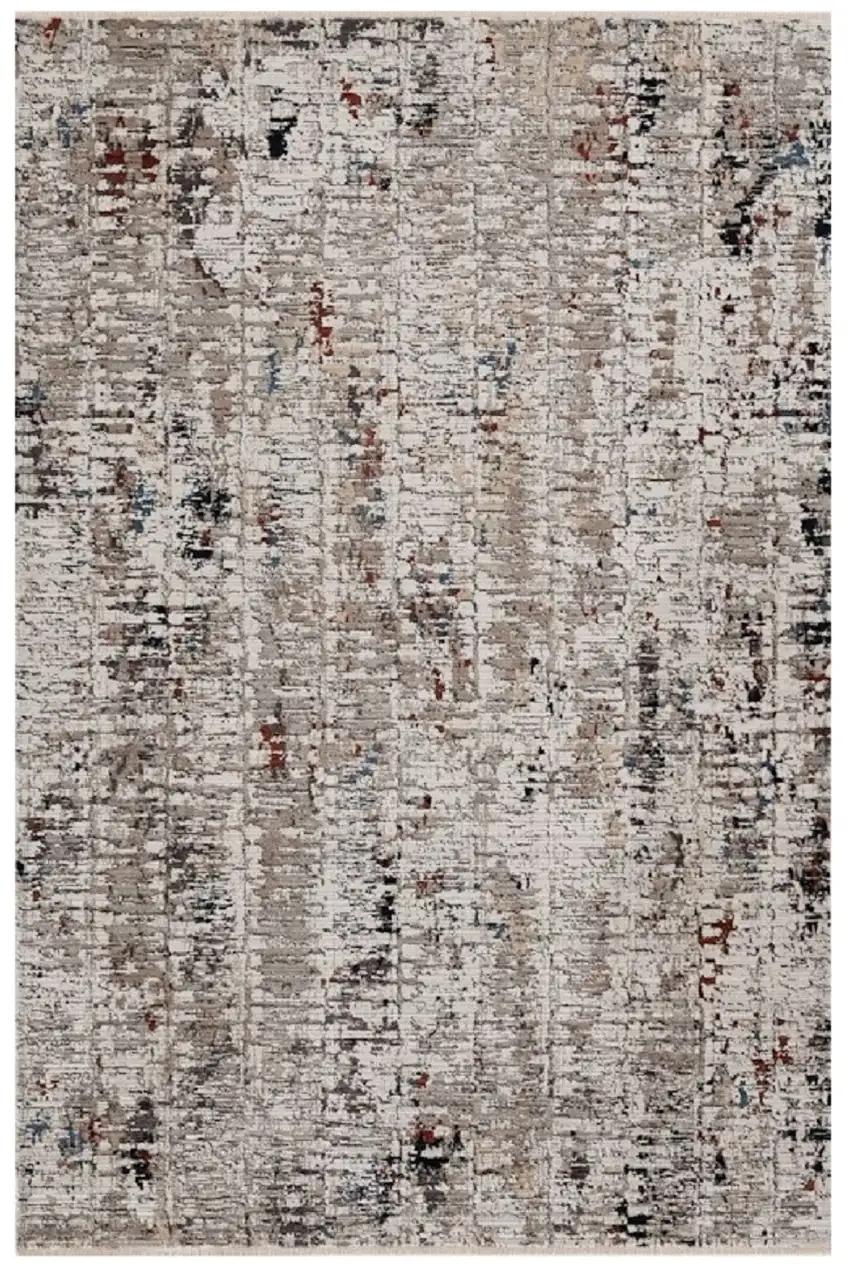 Beige And Gray Abstract Distressed Area Rug Photo 1