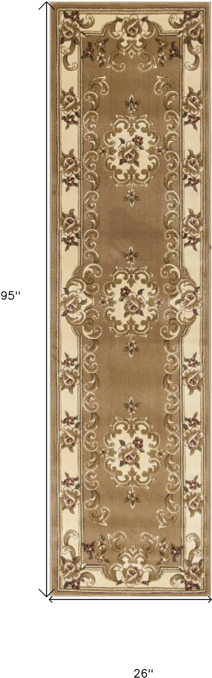2' X 8' Beige Or Ivory Medallion Runner Rug Photo 7