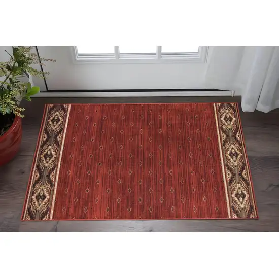 Berry Gold And Ivory Southwestern Power Loom Stain Resistant Area Rug Photo 1