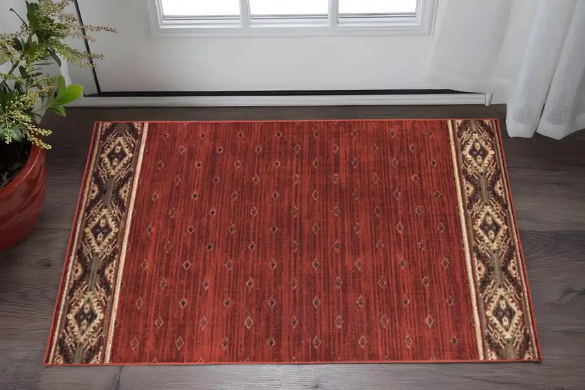 Berry Gold And Ivory Southwestern Power Loom Stain Resistant Area Rug Photo 1