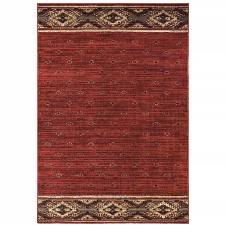 Berry Gold And Ivory Southwestern Power Loom Stain Resistant Area Rug Photo 1