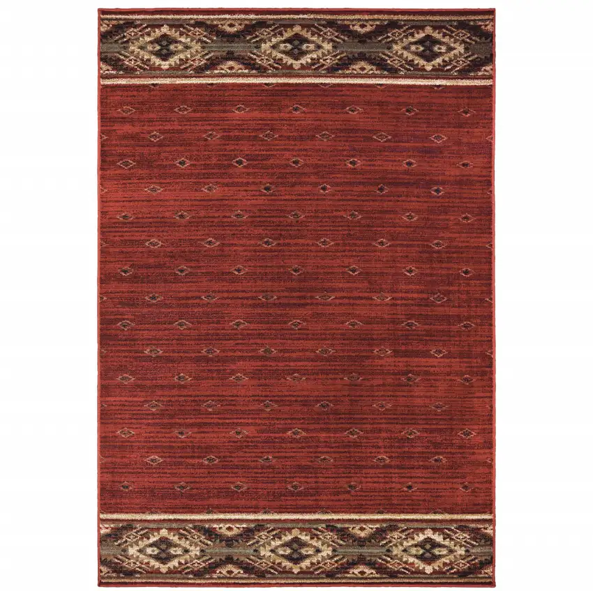 Berry Gold And Ivory Southwestern Power Loom Stain Resistant Area Rug Photo 1