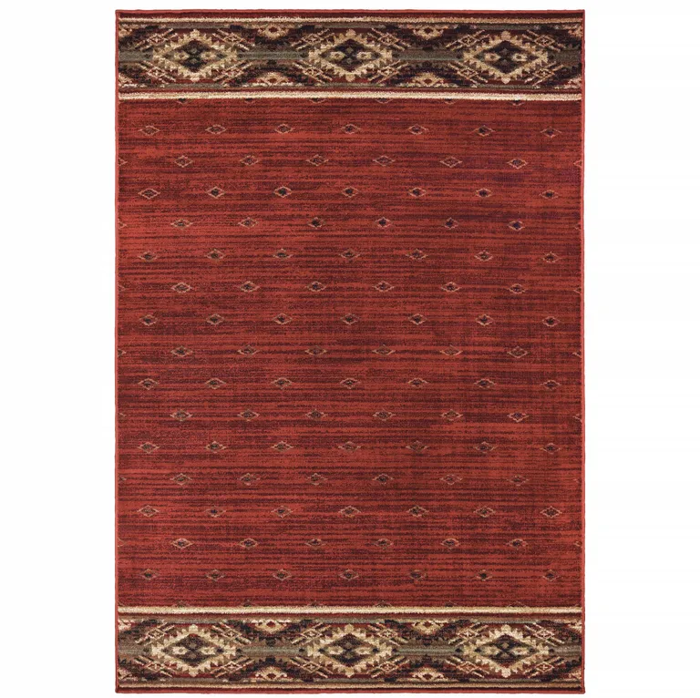 Berry Gold And Ivory Southwestern Power Loom Stain Resistant Area Rug Photo 5