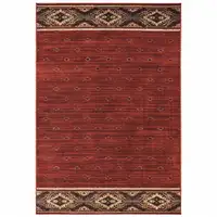 Photo of Berry Gold And Ivory Southwestern Power Loom Stain Resistant Area Rug
