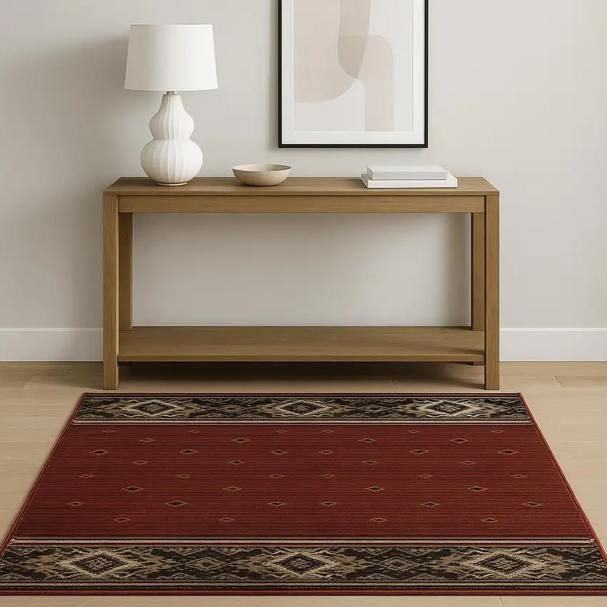 Berry Gold And Ivory Southwestern Power Loom Stain Resistant Area Rug Photo 1