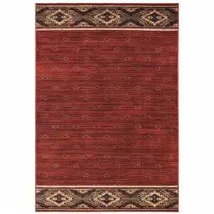 Photo of Berry Gold And Ivory Southwestern Power Loom Stain Resistant Area Rug