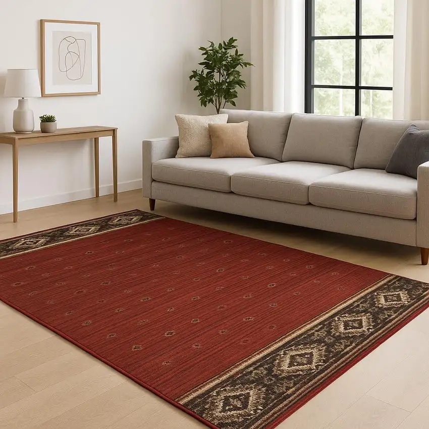 Berry Gold And Ivory Southwestern Power Loom Stain Resistant Area Rug Photo 1