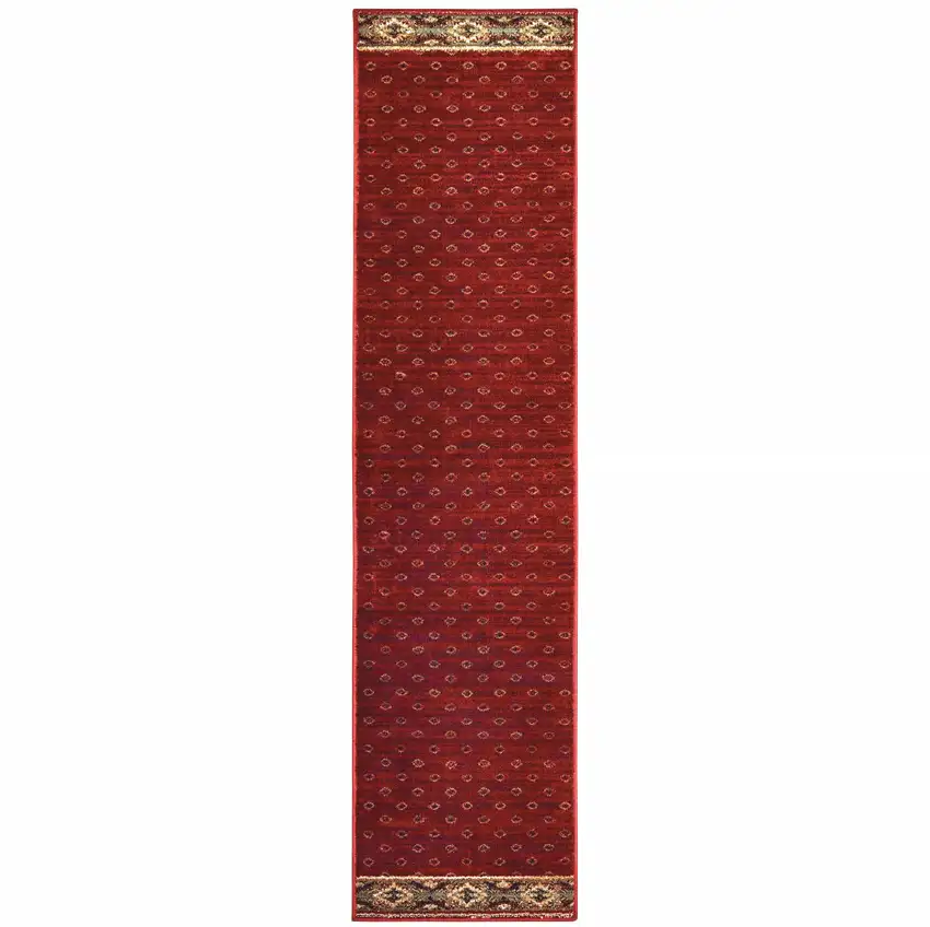 Berry Gold And Ivory Southwestern Power Loom Stain Resistant Runner Rug Photo 1