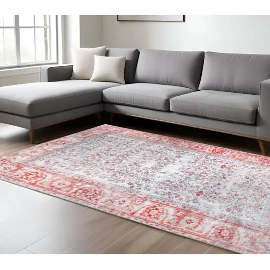 Red And Gray Oriental Area Rug Photo 1